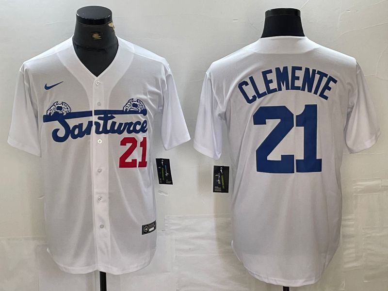 Men Pittsburgh Pirates 21 Clemente White Nike Game MLB Jersey style 1